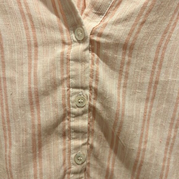 Joie Bekette Linen Blouse Shirt Womens Large Blush Sand‎ Pink Striped - Picture 2 of 8
